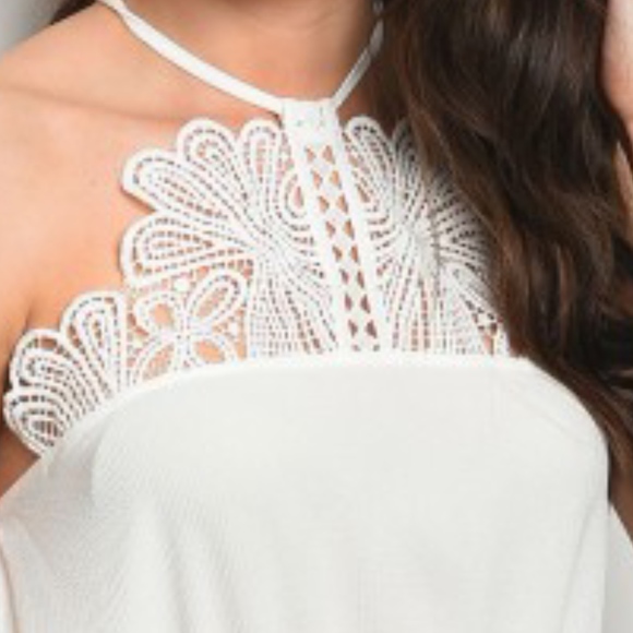 White Halter Blouse with Lace Detail - Picture 4 of 4